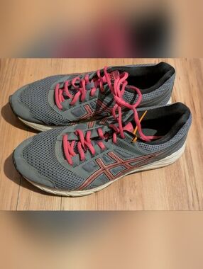 ASICS Gel-Contend 5 Gray Running Sneakers w/ Pink Accents Women's Size 9.5 Wide